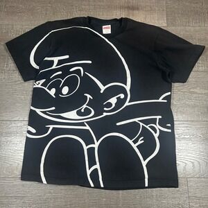Supreme Smurfs Graphic T Shirt Black Cotton Pre Shrunk Size M
